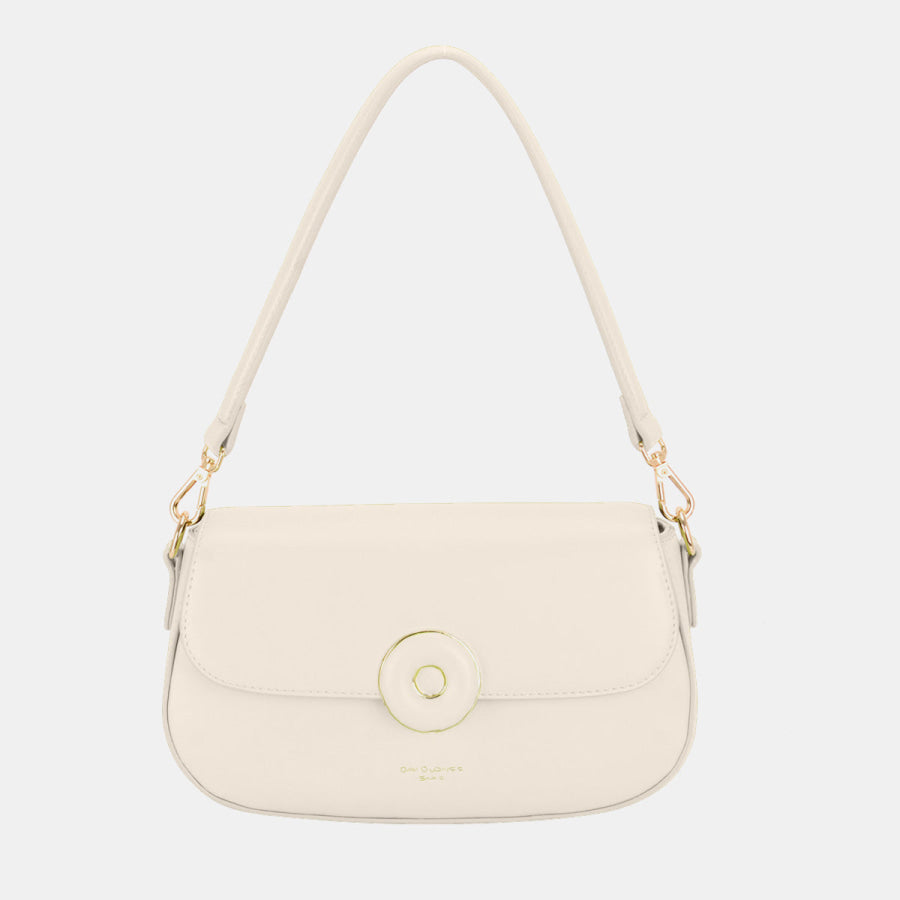 David Jones PU Leather Shoulder Bag Creamy White / One Size Apparel and Accessories