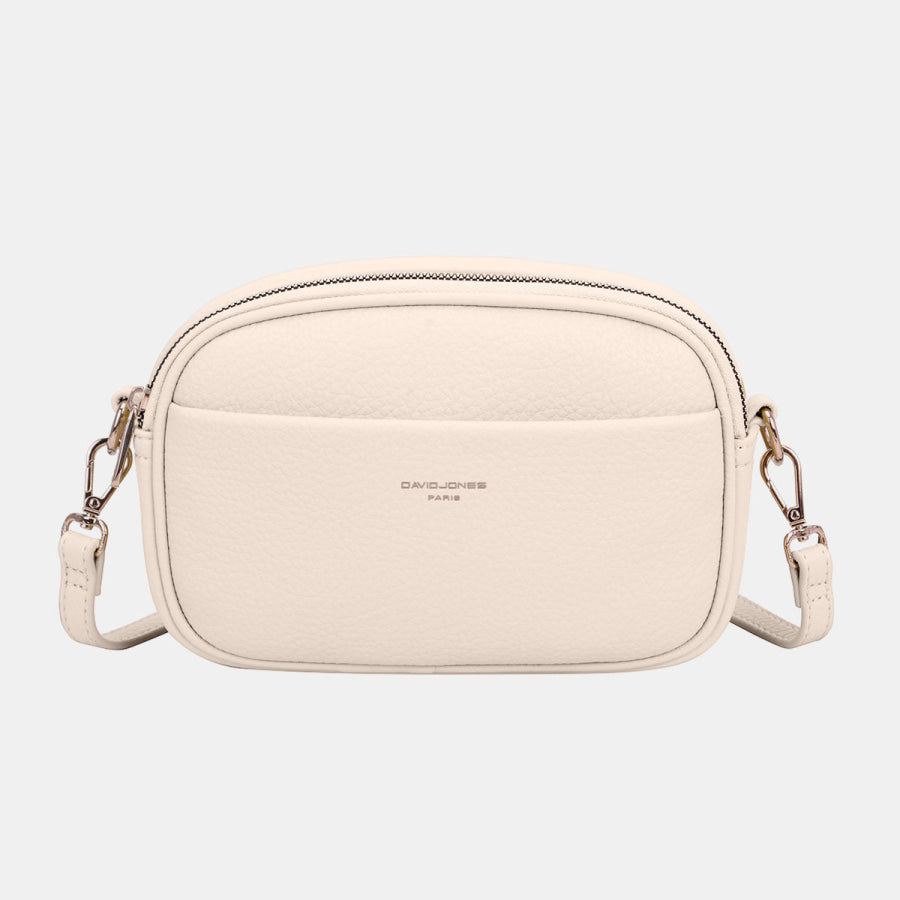 David Jones PU Leather Small Crossbody Bag Ivory / One Size Apparel and Accessories