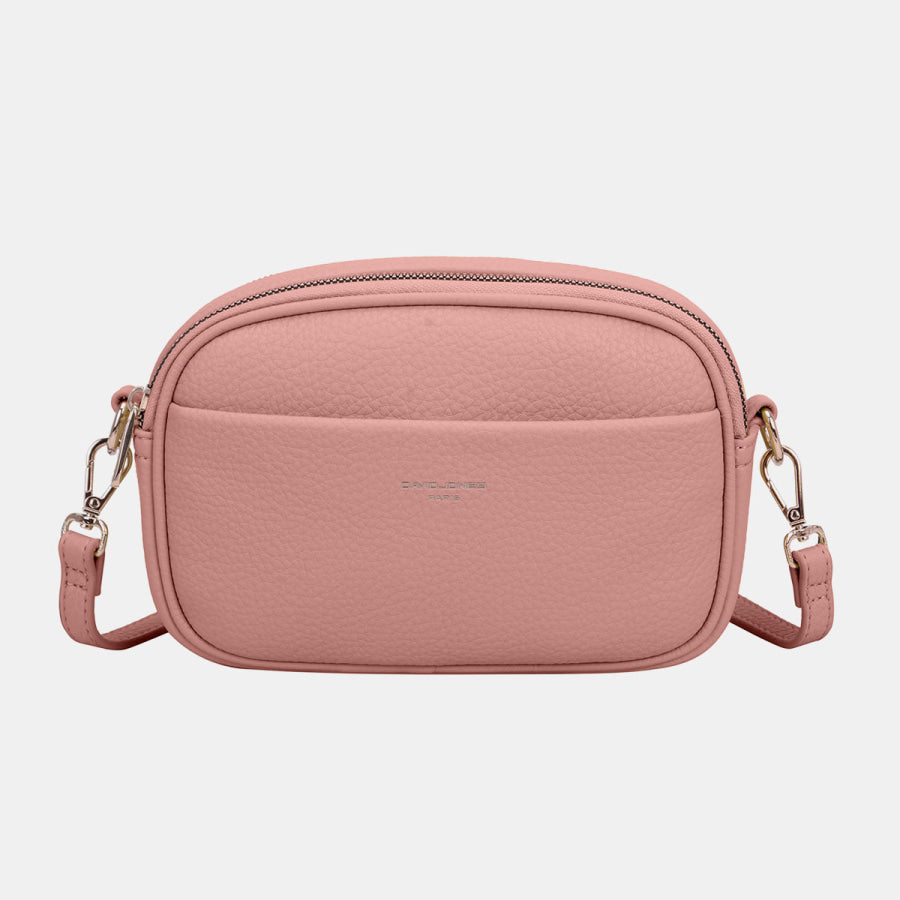 David Jones PU Leather Small Crossbody Bag Pink / One Size Apparel and Accessories