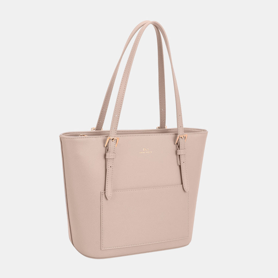 David Jones PU Leather Tote Bag Apricot / One Size Apparel and Accessories