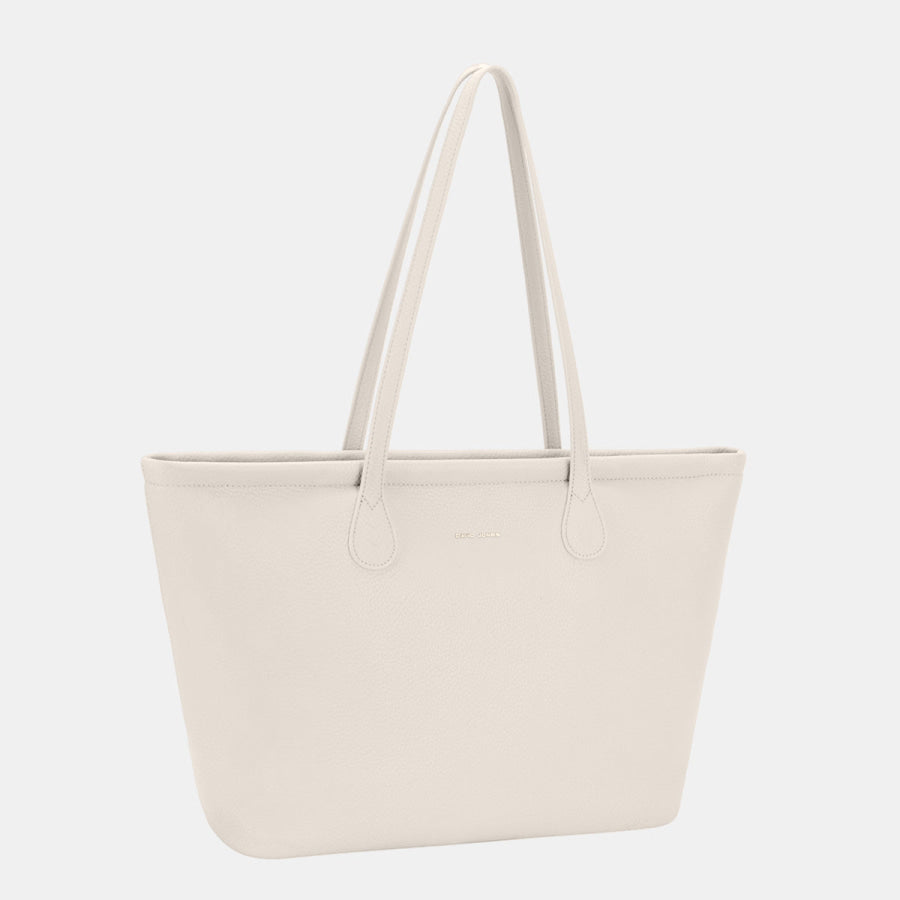 David Jones PU Leather Tote Bag White / One Size Apparel and Accessories