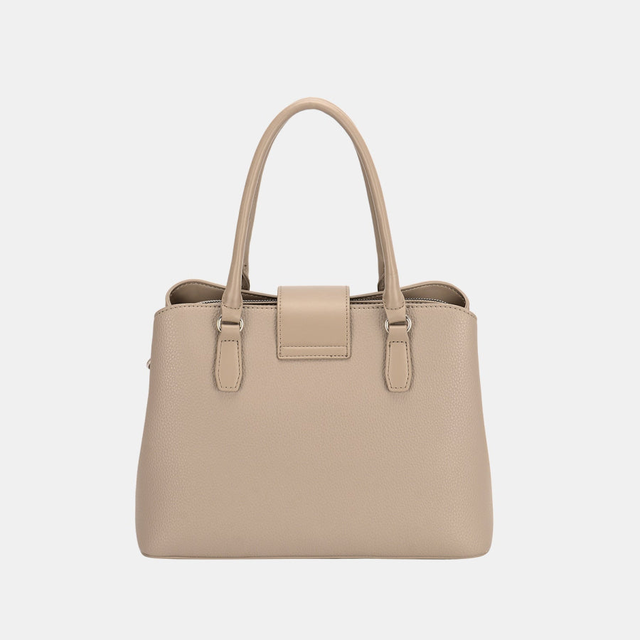 David Jones PU Leather Twist - Lock Tote Bag Apparel and Accessories