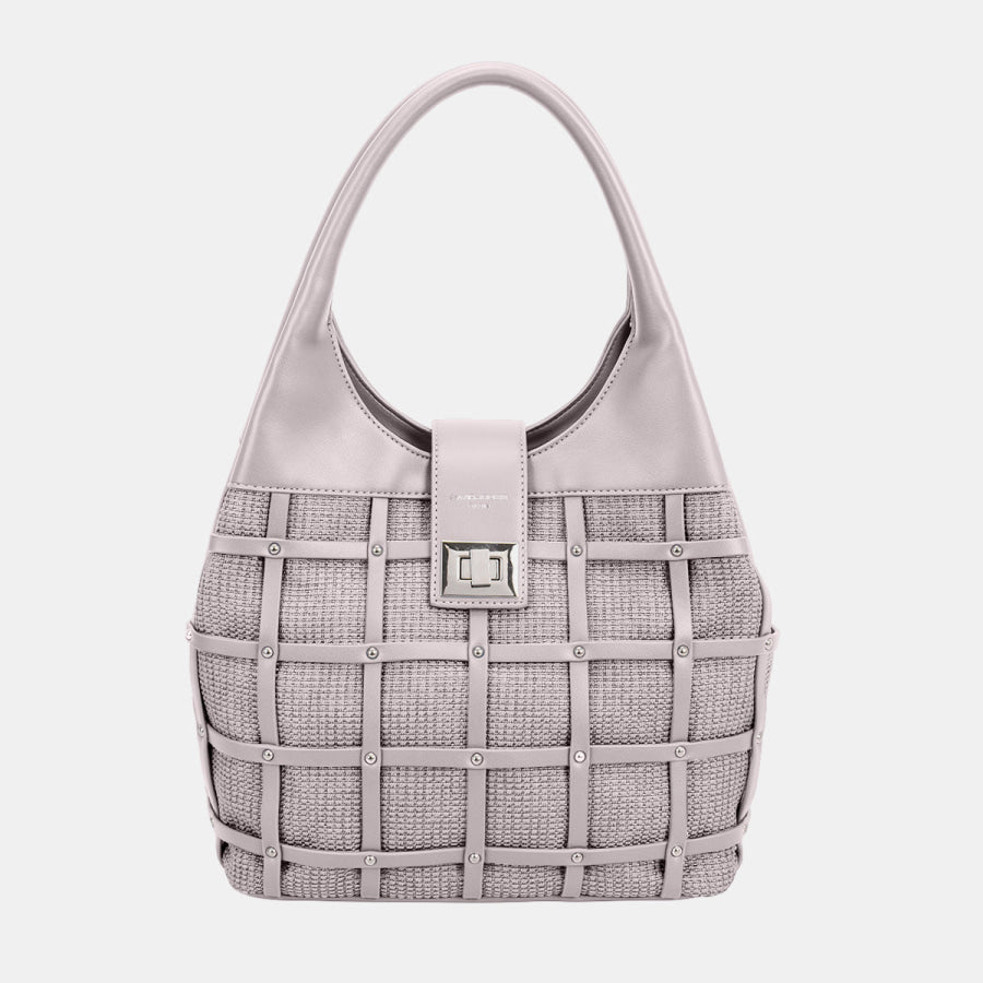 David Jones Rivet Decor Handbag Grey / One Size Apparel and Accessories