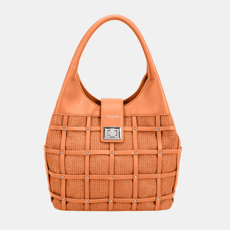 David Jones Rivet Decor Handbag Orange / One Size Apparel and Accessories