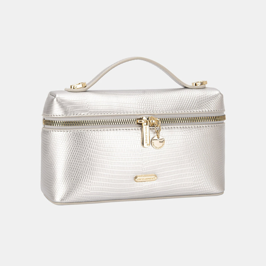 David Jones Texture PU Leather Handbag White / One Size Apparel and Accessories
