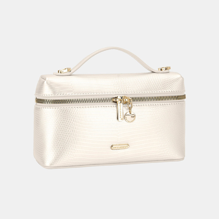 David Jones Texture PU Leather Handbag White / One Size Apparel and Accessories