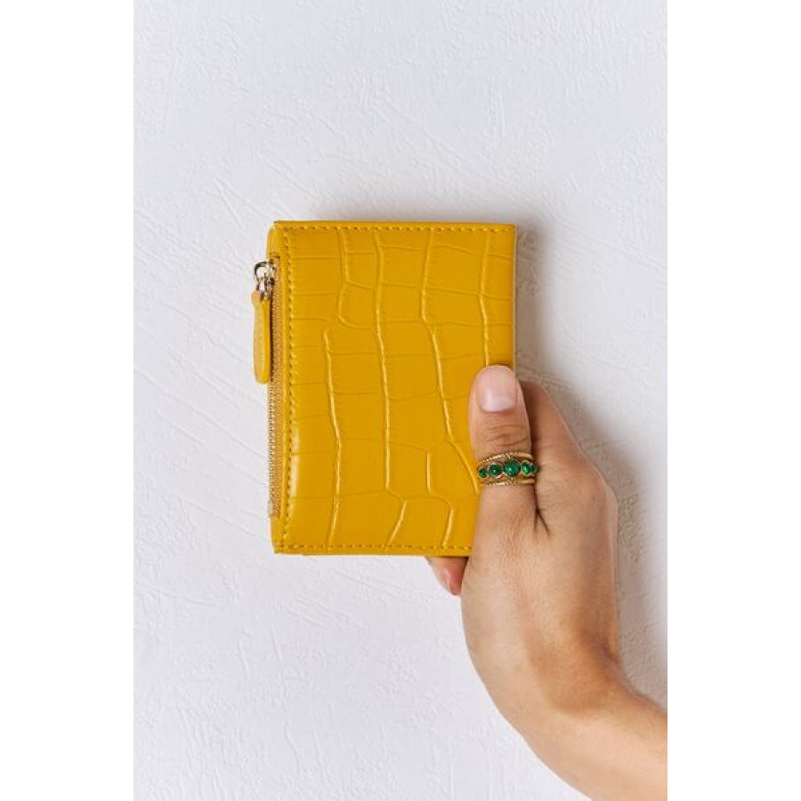 David Jones Texture PU Leather Mini Wallet YELLOW / One Size Apparel and Accessories