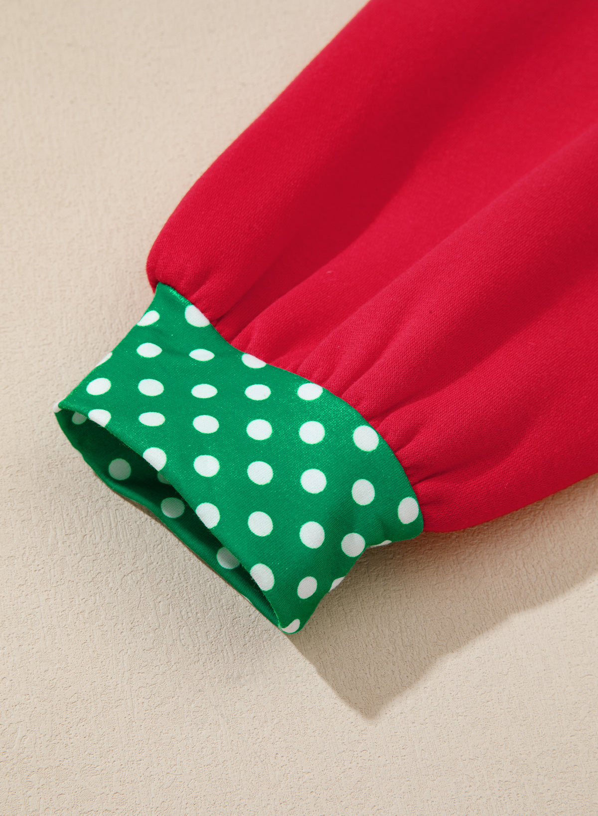 Racing Red Polka Dot Patchwork Round Neck Plus Size Sweatshirt