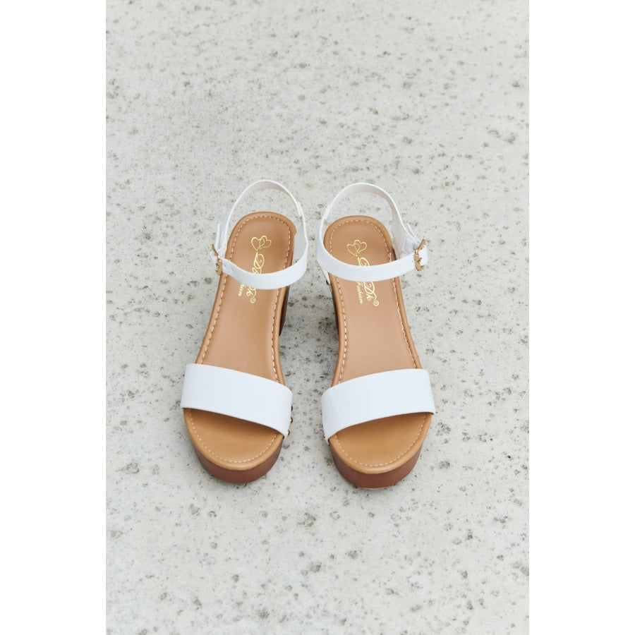 DDK Time After Time Wooden Platform Strap Heels footwear