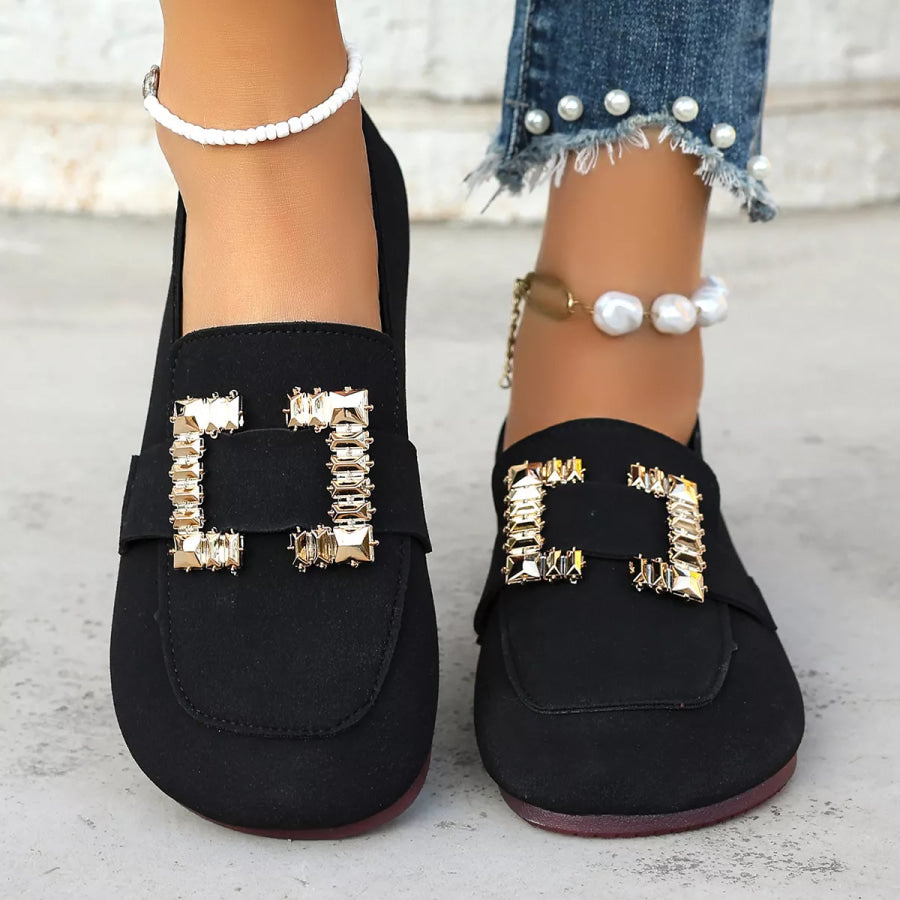 Decor Buckle Round Toe Slip-On Black / 36 Apparel and Accessories