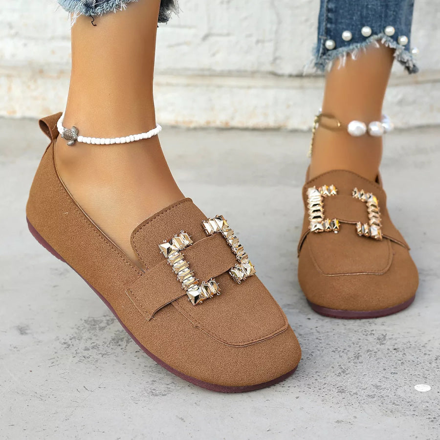 Decor Buckle Round Toe Slip-On Brown / 36 Apparel and Accessories