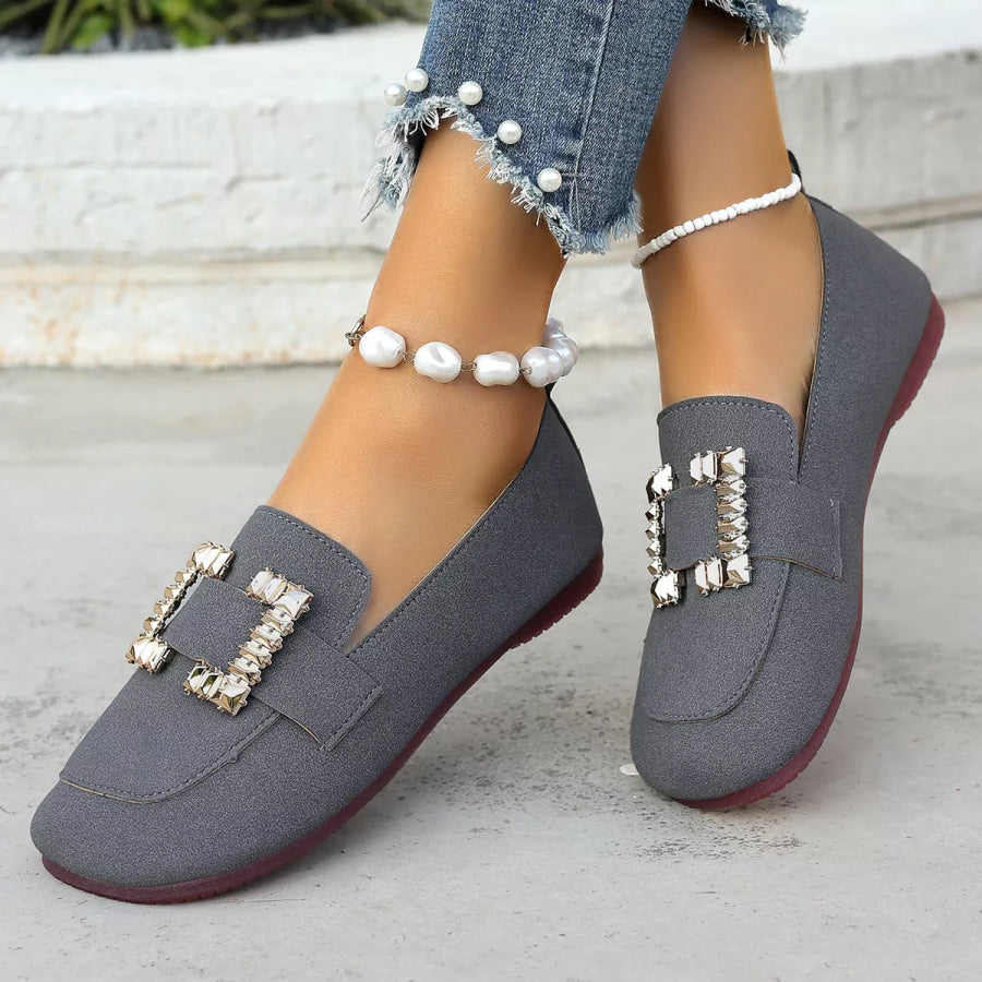 Decor Buckle Round Toe Slip-On Dark Gray / 36 Apparel and Accessories
