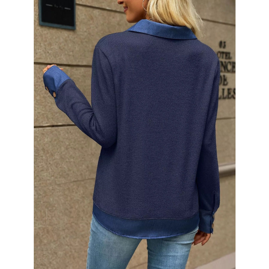 Decor Button Long Sleeve Sweatshirt Apparel and Accessories