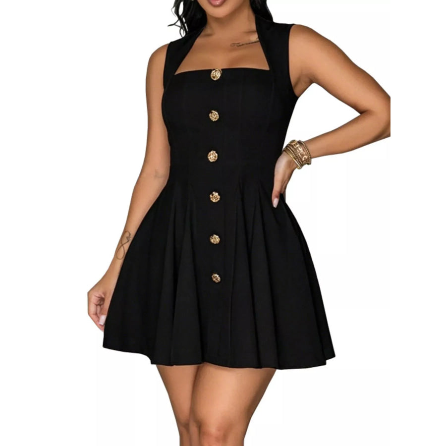 Decor Button Sleeveless Mini Dress Apparel and Accessories