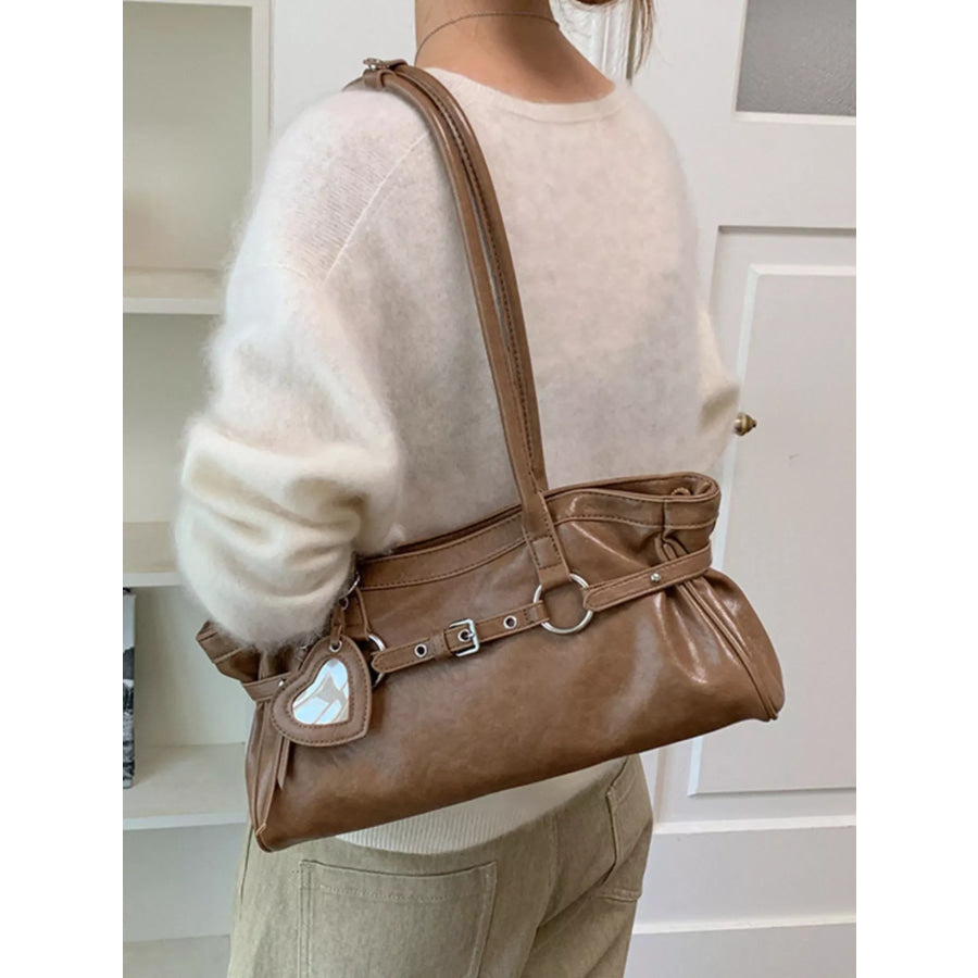 Decorative Buckle Shoulder Bag Camel / onesize Apparel and Accessories