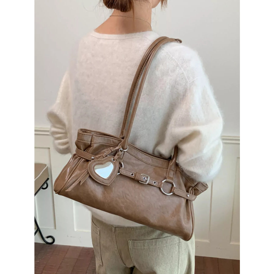 Decorative Buckle Shoulder Bag Camel / onesize Apparel and Accessories