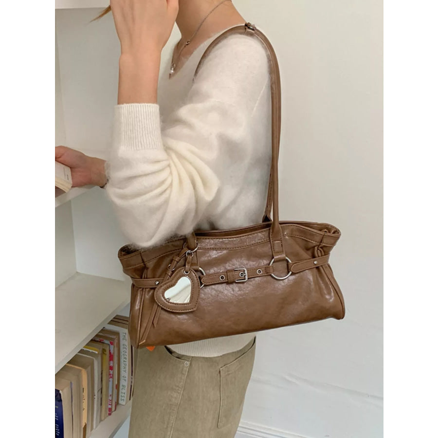 Decorative Buckle Shoulder Bag Camel / onesize Apparel and Accessories