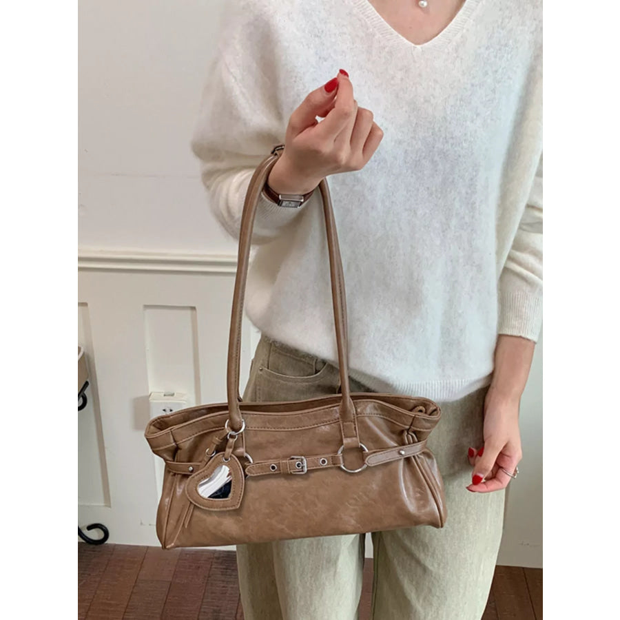 Decorative Buckle Shoulder Bag Camel / onesize Apparel and Accessories