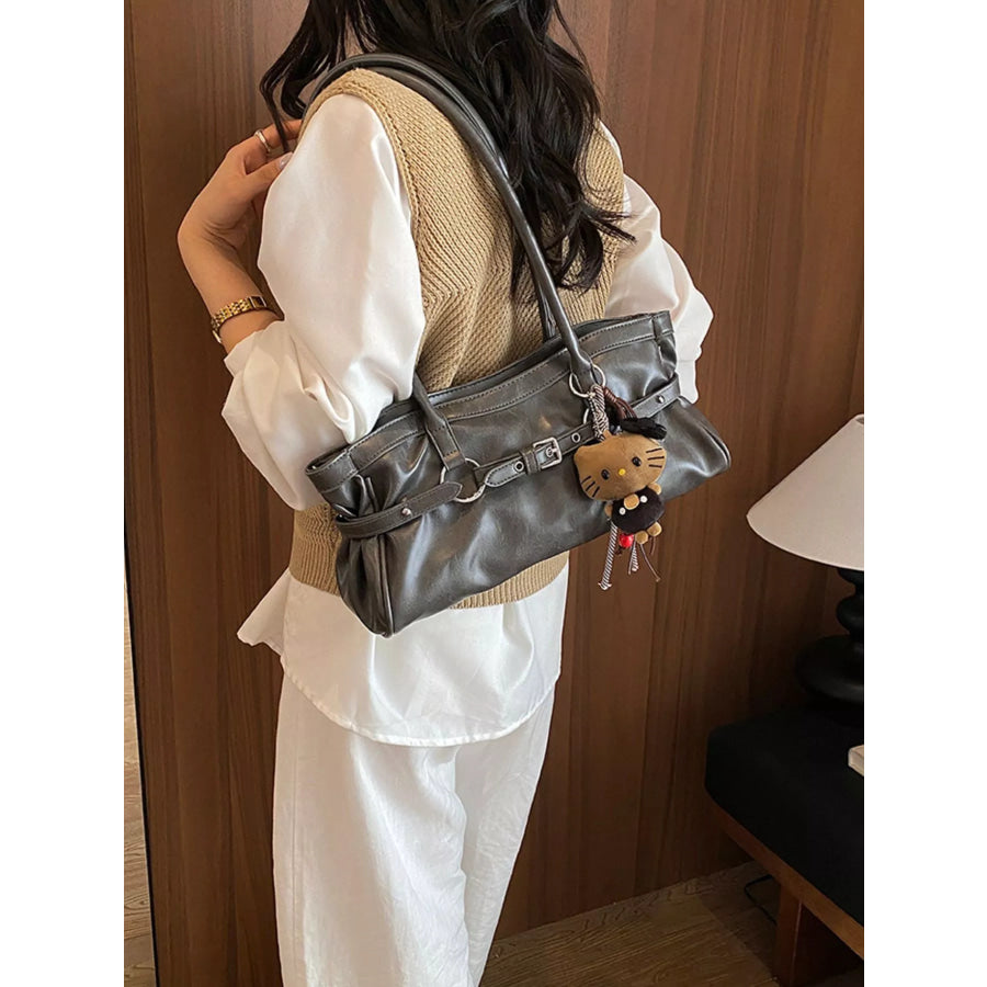 Decorative Buckle Shoulder Bag Gray / One Size Apparel and Accessories