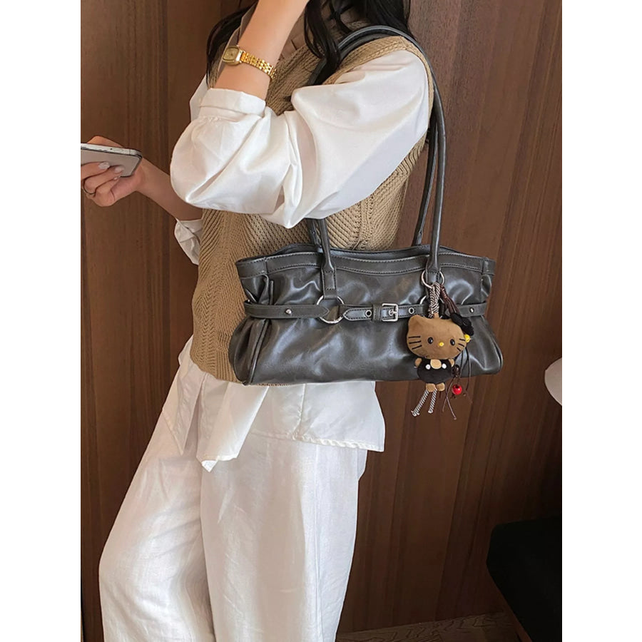 Decorative Buckle Shoulder Bag Gray / One Size Apparel and Accessories