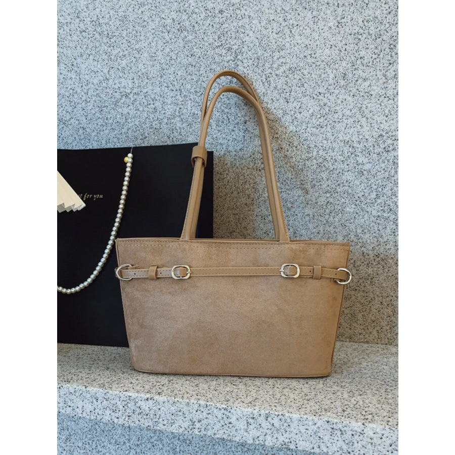 Decorative Buckle Shoulder Bag Khaki / One Size Apparel and Accessories