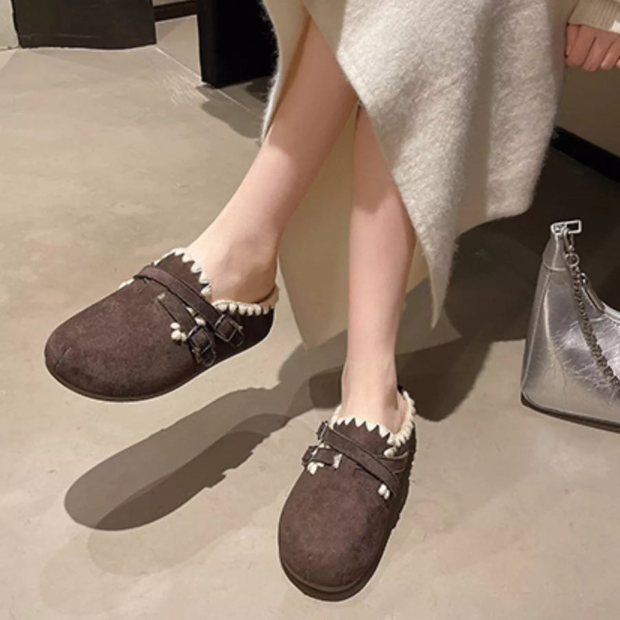 Decorative Buckle Slip-Ons Rust / 35 Apparel and Accessories
