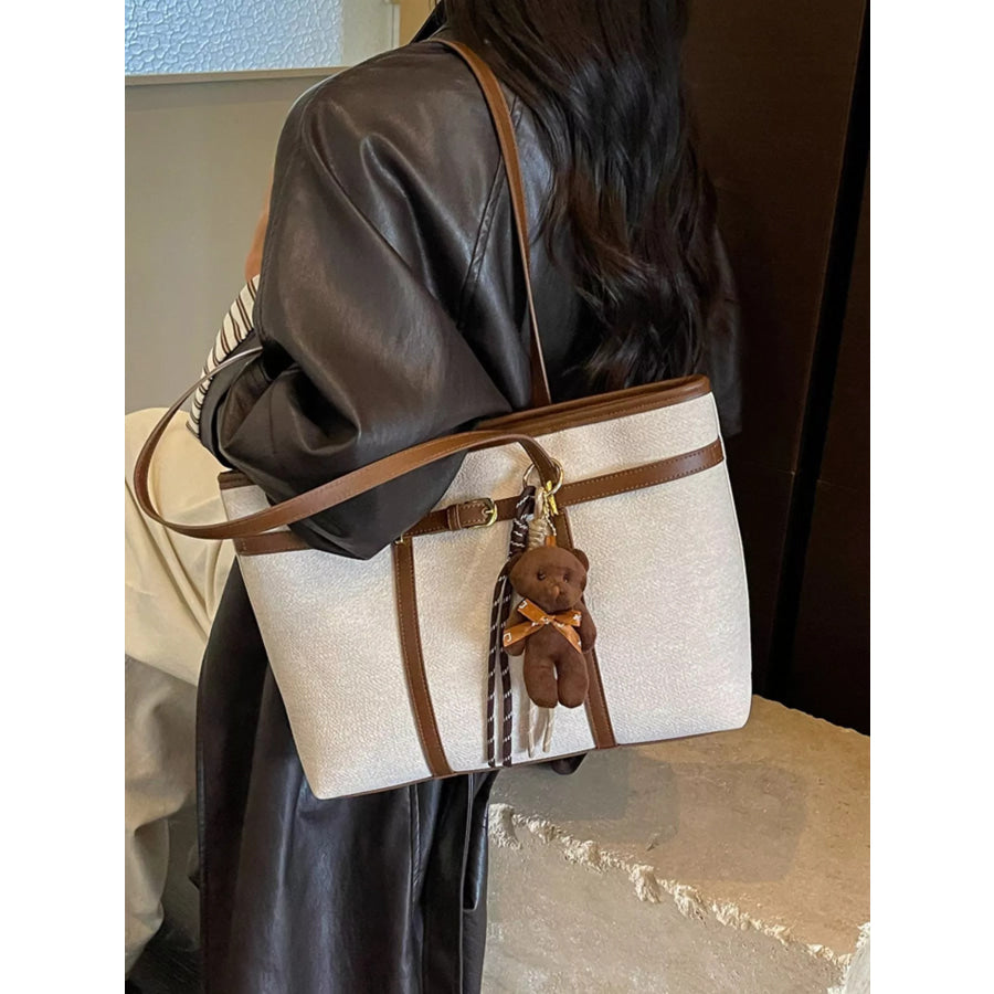 Decorative Buckle Tote Bag Off-white / One Size Apparel and Accessories