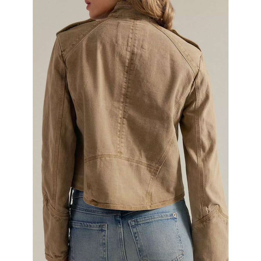 Decorative Button Cropped Jacket Apparel and Accessories