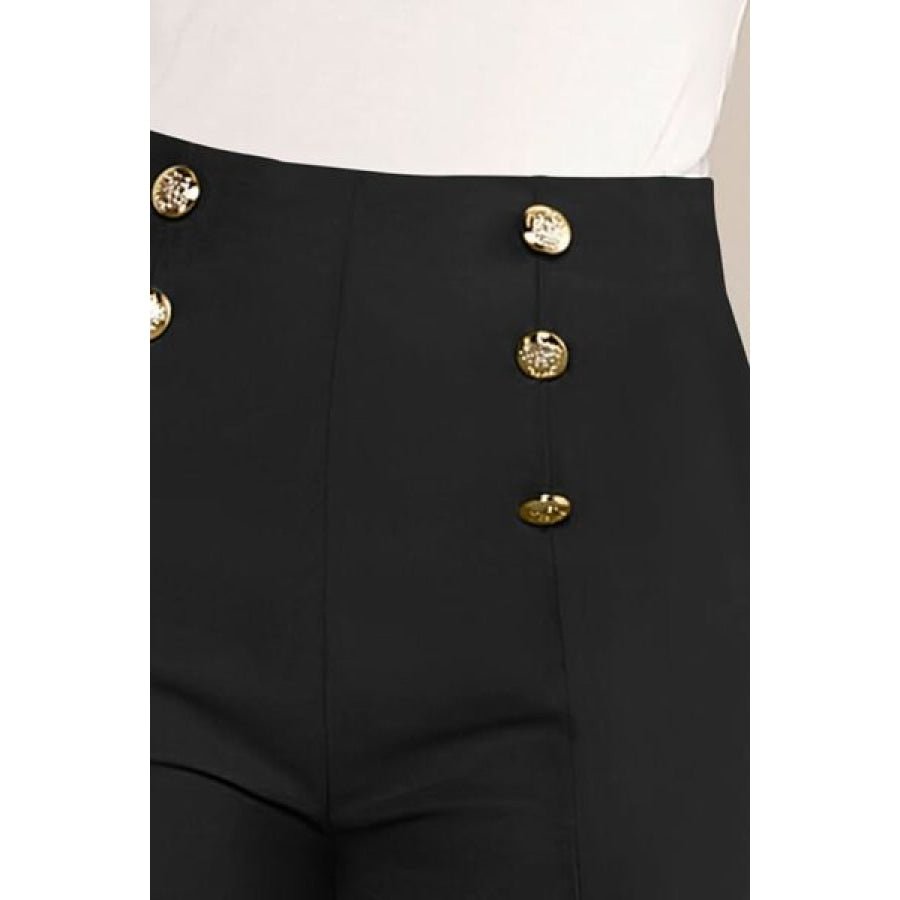 Decorative Button High Waist Shorts Apparel and Accessories