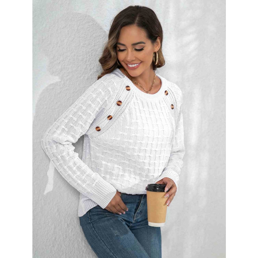 Decorative Button Long Sleeve Sweater