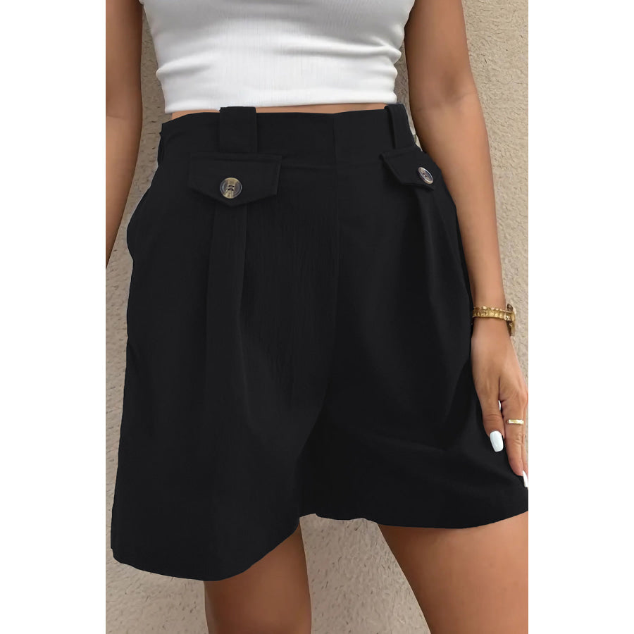 Decorative Button Pocketed Shorts Apparel and Accessories