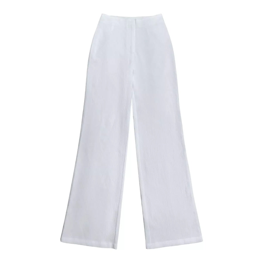 Decorative Button Smocked Back Cami and Wide Leg Pants Set Apparel Accessories