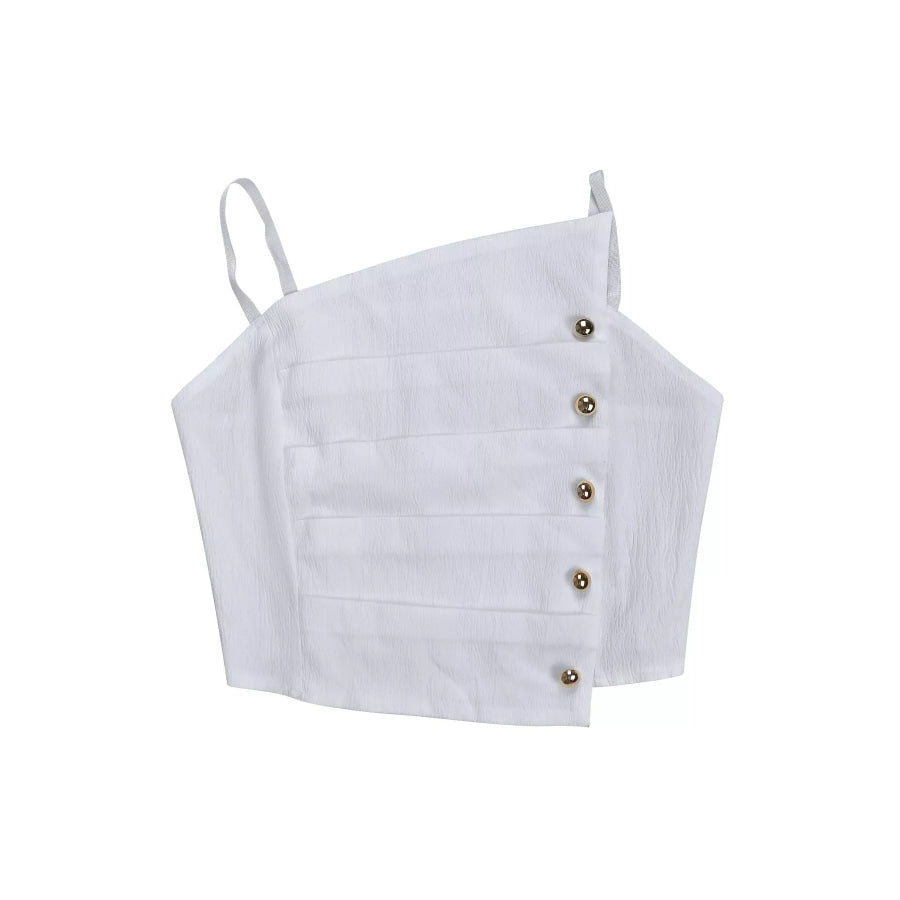 Decorative Button Smocked Back Cami and Wide Leg Pants Set Apparel Accessories