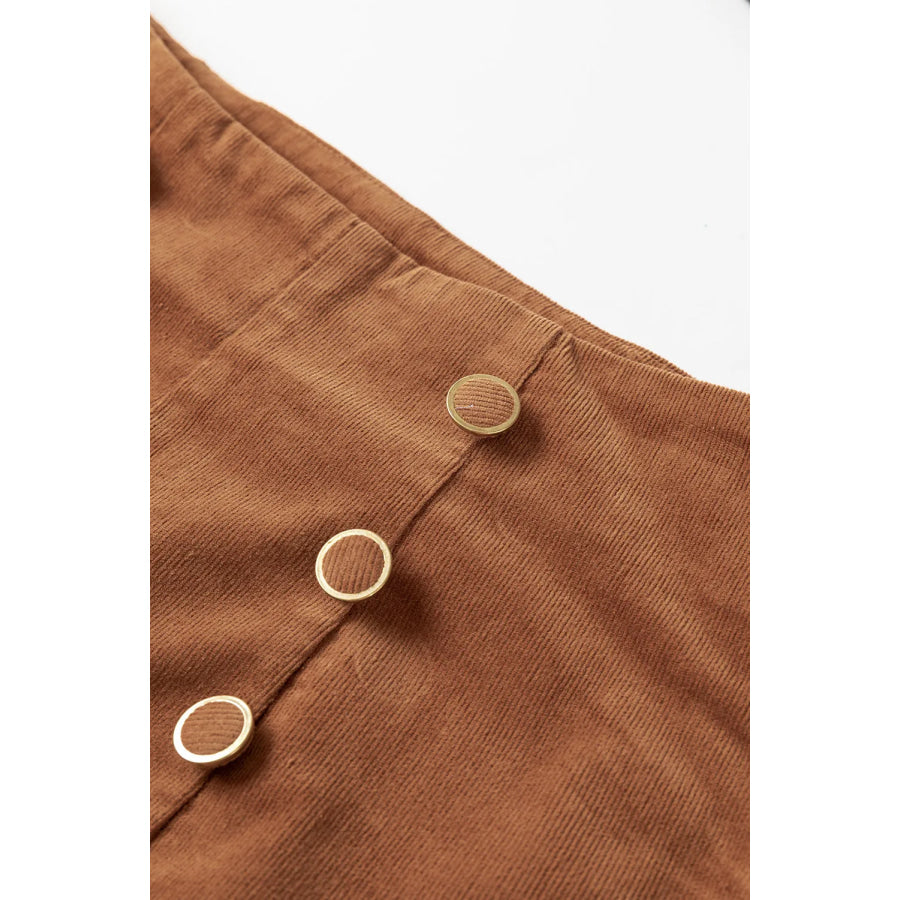 Decorative Button Straight Leg Pants Apparel and Accessories