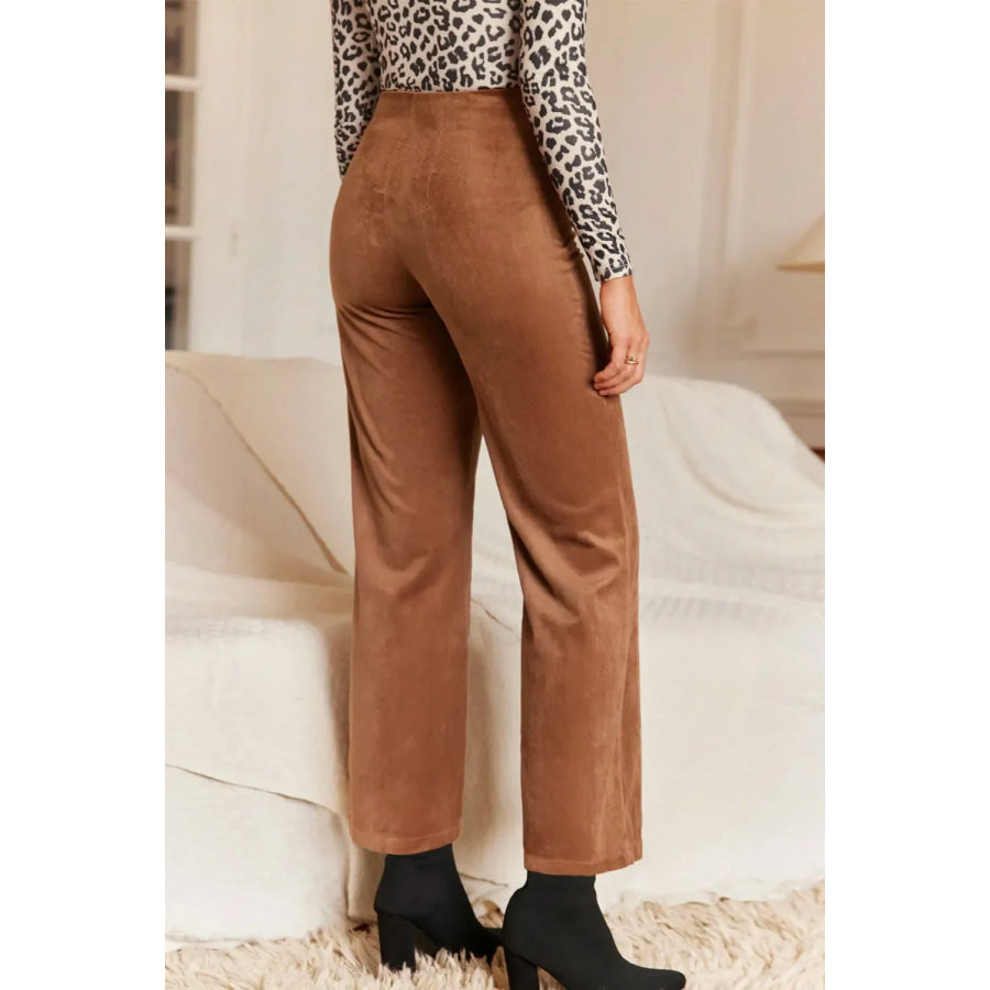 Decorative Button Straight Leg Pants Apparel and Accessories