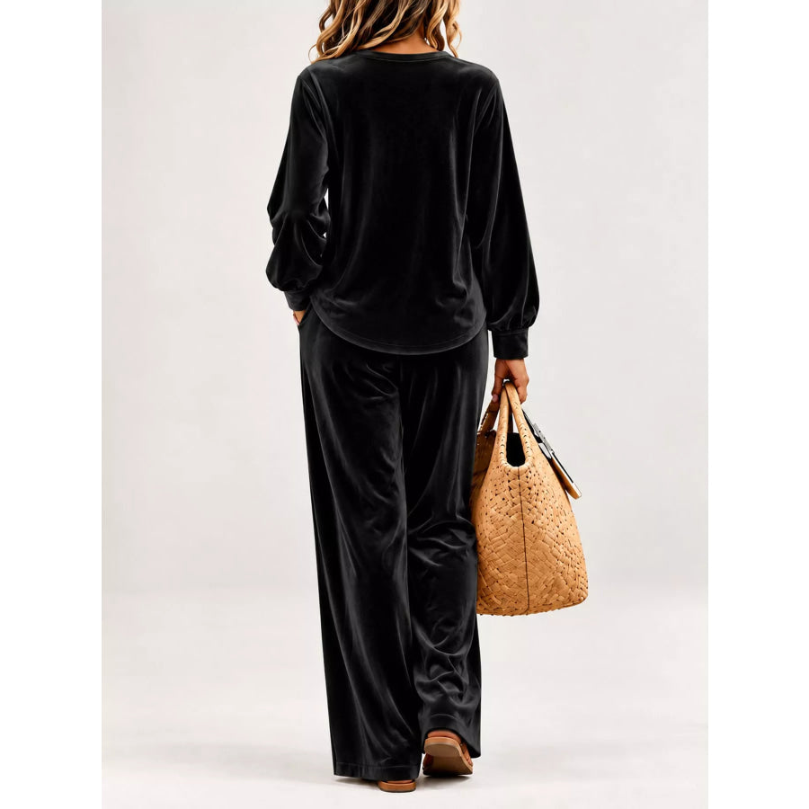 Decorative Button Top and Pants Set Apparel Accessories