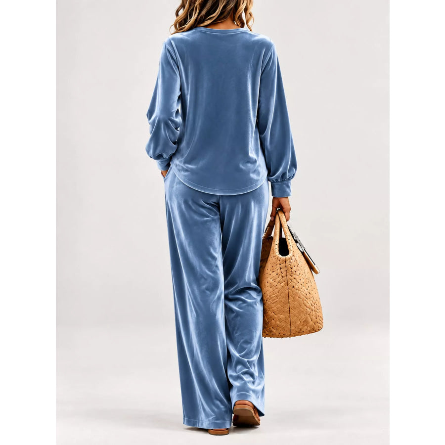 Decorative Button Top and Pants Set Apparel Accessories