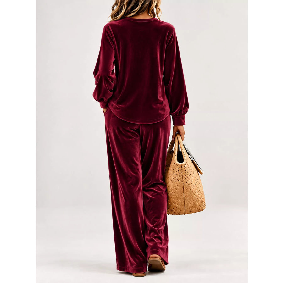Decorative Button Top and Pants Set Apparel Accessories