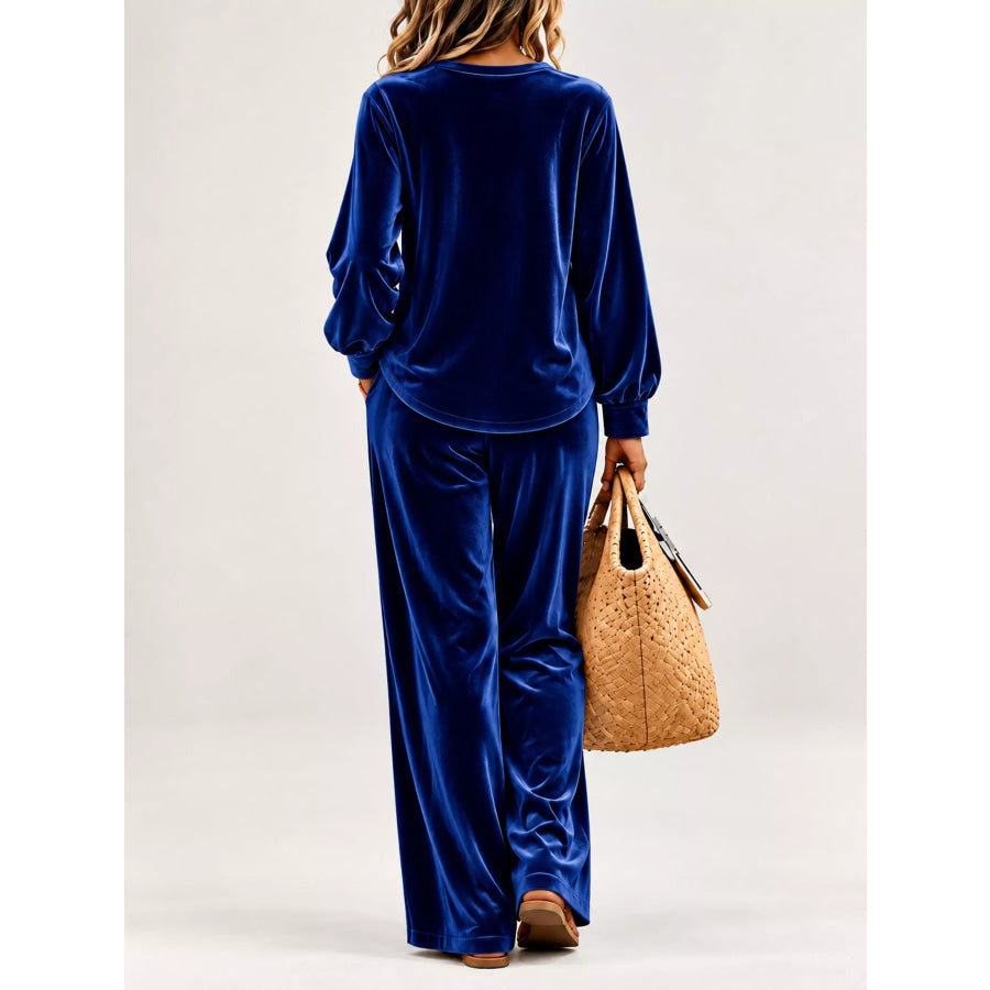 Decorative Button Top and Pants Set Apparel Accessories