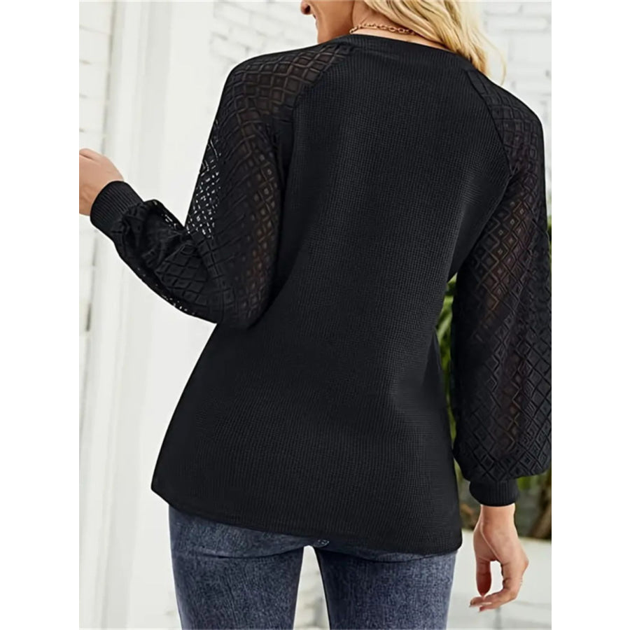 Decorative Button V-Neck Long Sleeve T-Shirt Apparel and Accessories