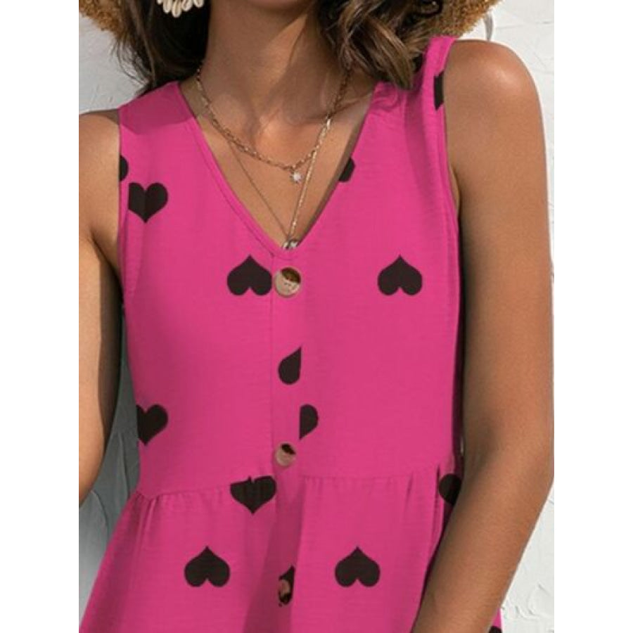 Decorative Button V - Neck Sleeveless Dress Apparel and Accessories