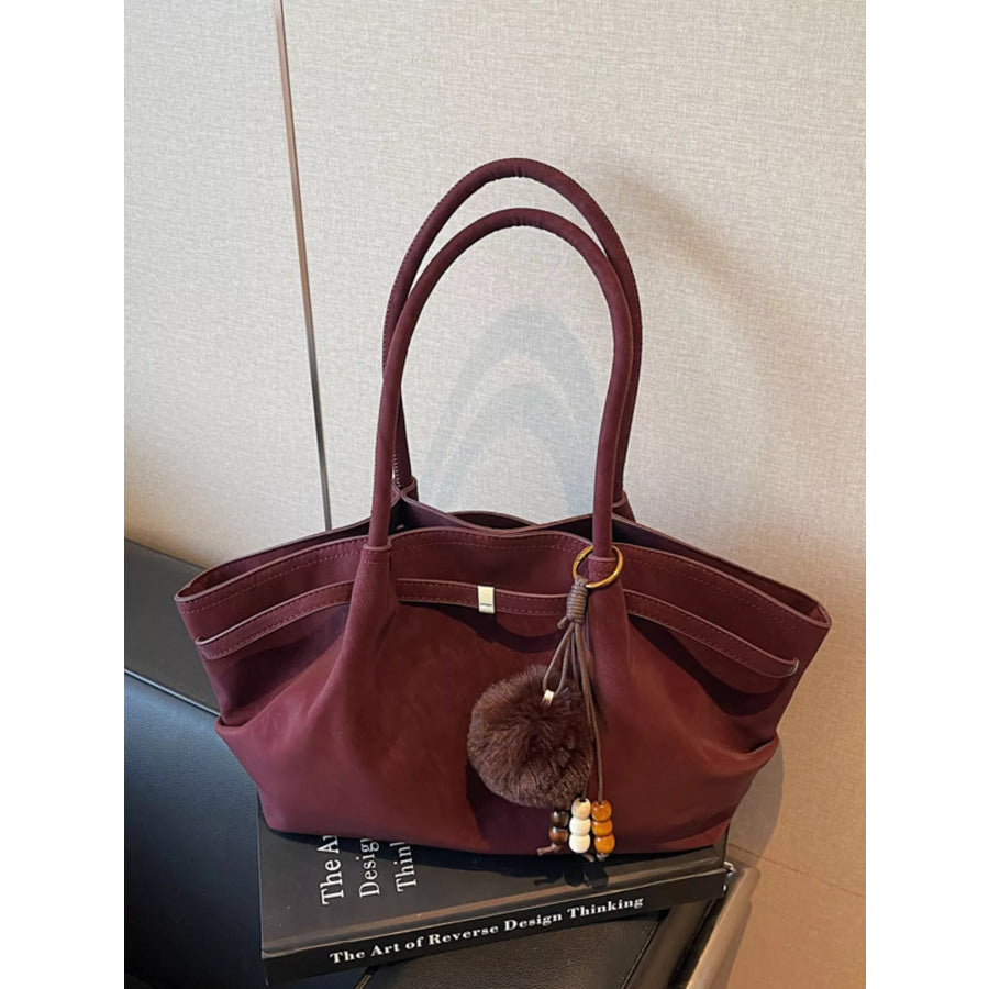 Decorative Tassel and Beads Tote Bag Wine Red / One Size Apparel Accessories