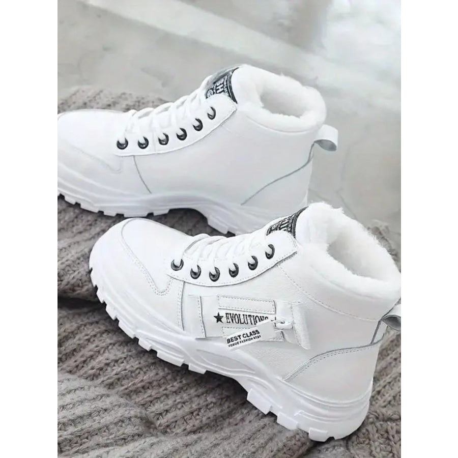 Decorative Zipper Round Toe Platform Boots Apparel and Accessories