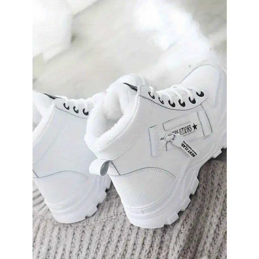 Decorative Zipper Round Toe Platform Boots Apparel and Accessories