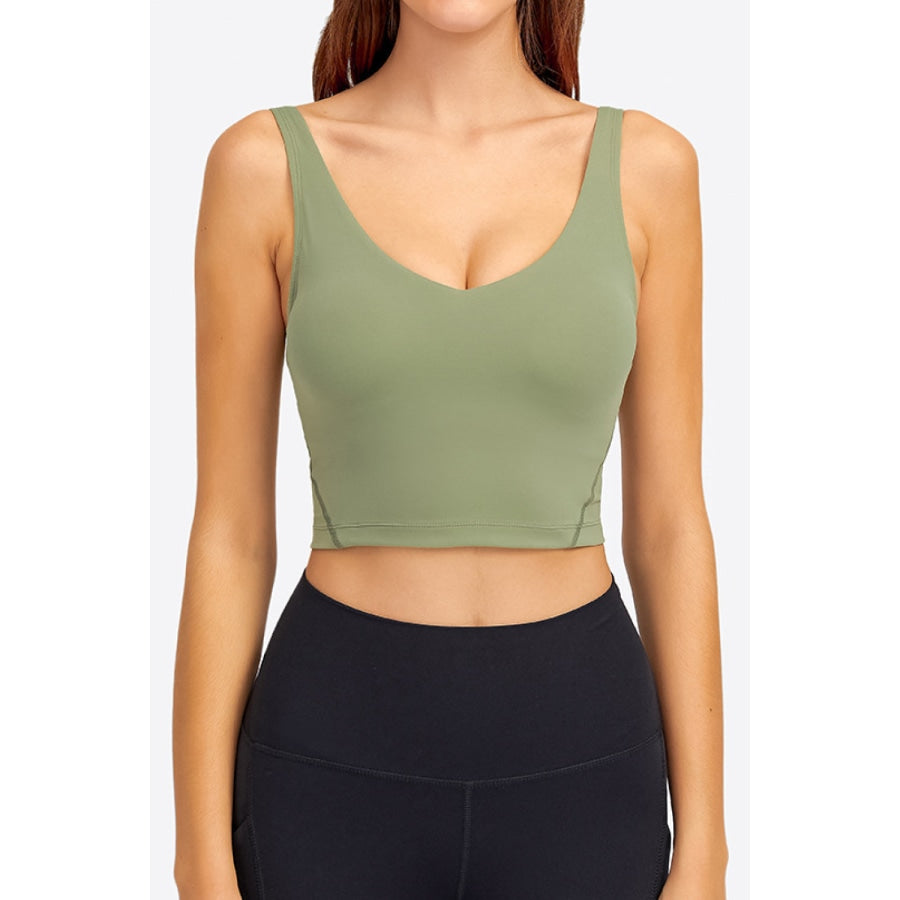 Deep V-Neck Crop Sports Bra