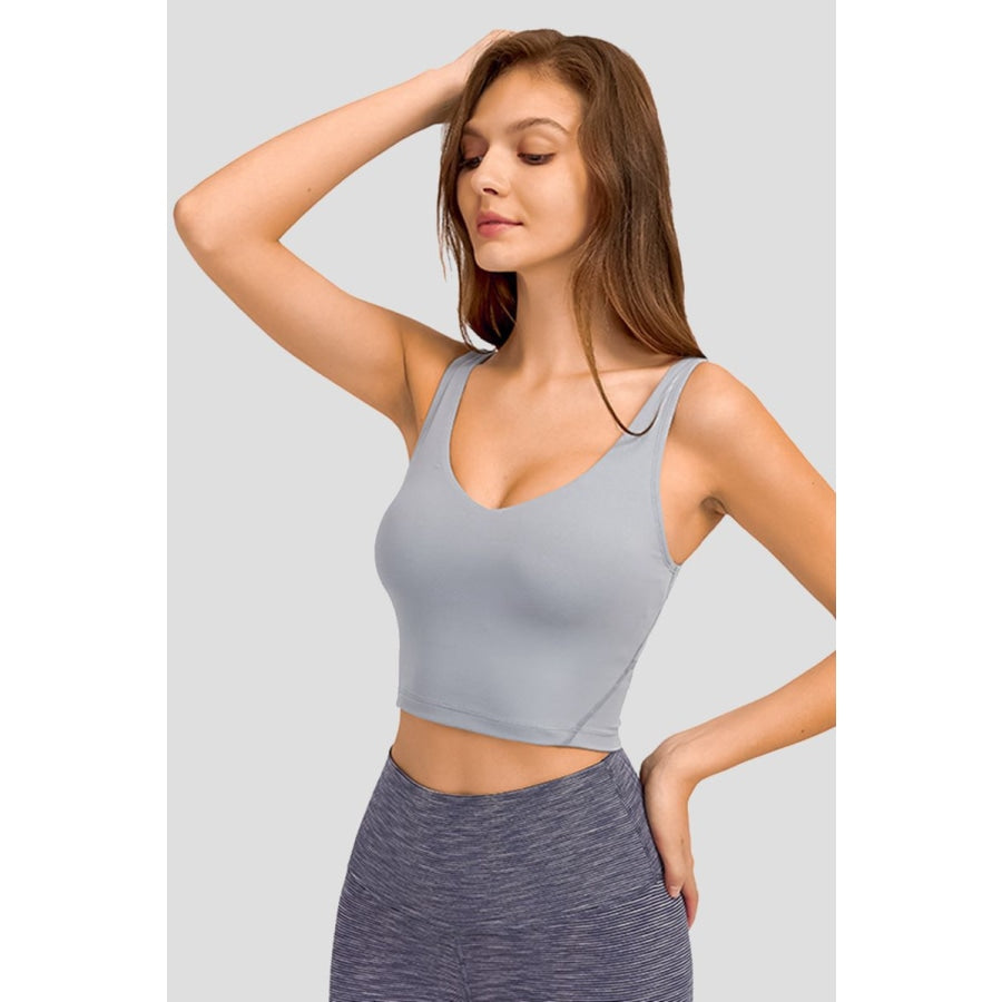 Deep V-Neck Crop Sports Bra