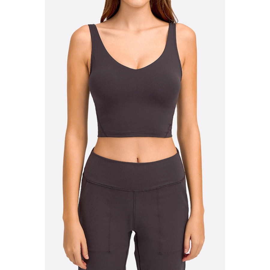 Deep V-Neck Crop Sports Bra