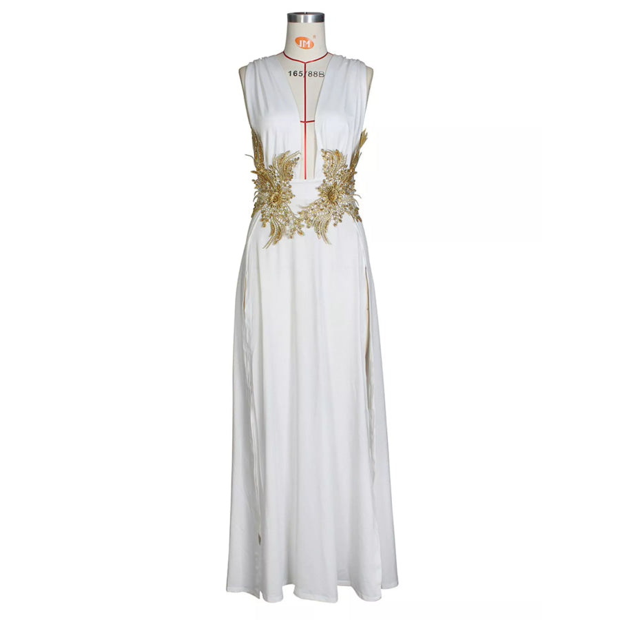Deep V-Neck High Slit Maxi Dress Apparel and Accessories