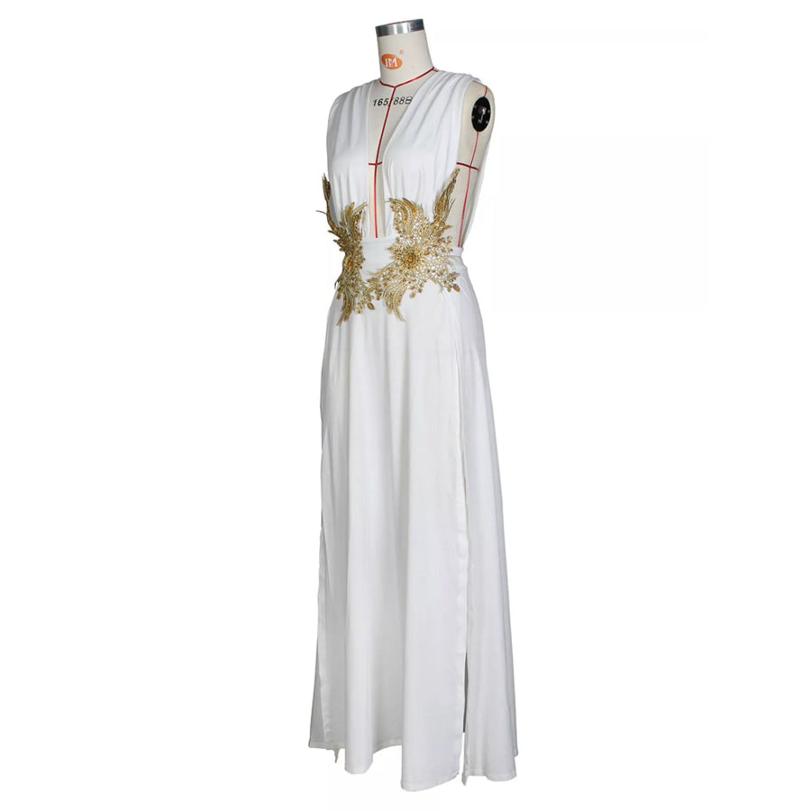 Deep V-Neck High Slit Maxi Dress Apparel and Accessories