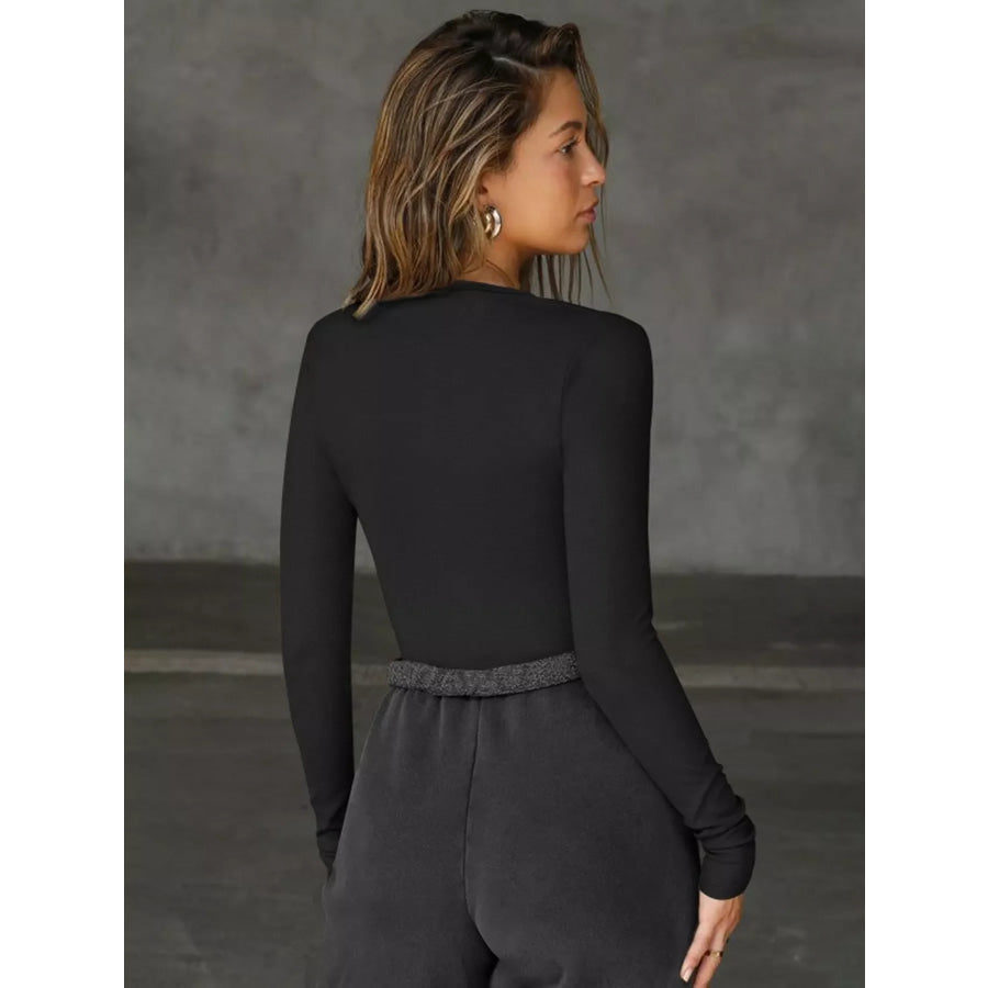 Deep V-Neck Long Sleeve Top Apparel and Accessories